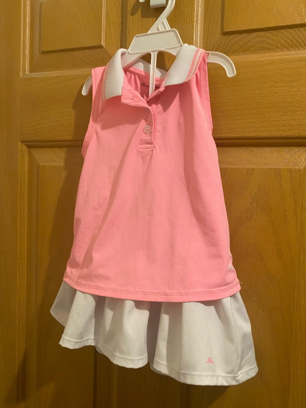 Tommy Bahama Pink Sleeveless Polo with White Skirt with built in shorts